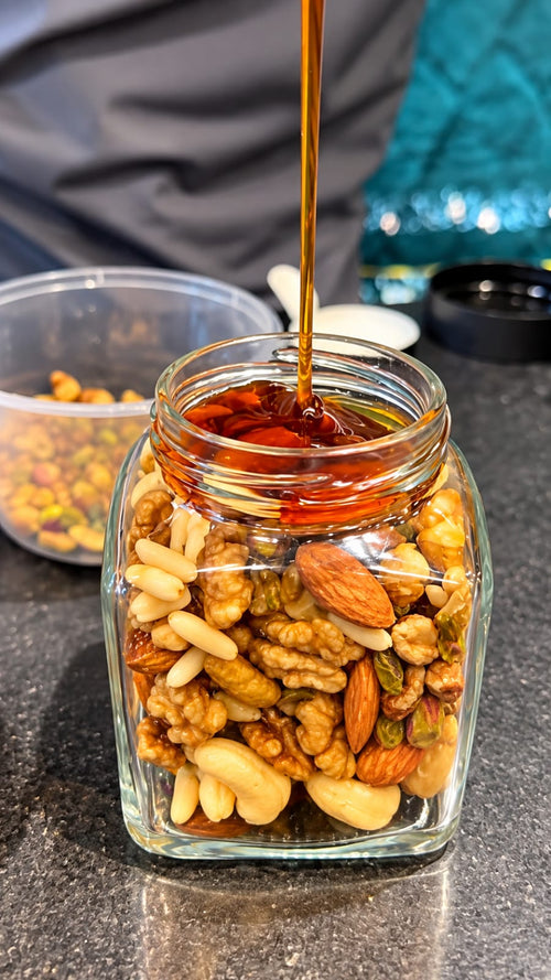 Premium Zafraan Mixed Dry Fruits in Honey | Royal Honey Nuts Jar – Royal Dry Fruit